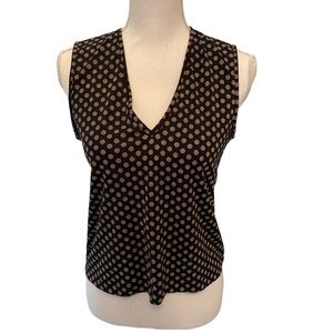 DKNY sleeveless V-neck polka dot top